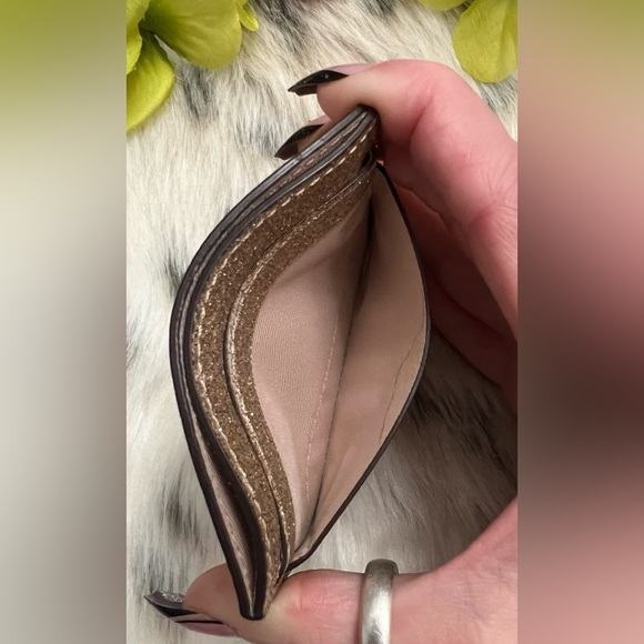 Kate Spade Gold Glitter Card Wallet - Picture 10 of 12